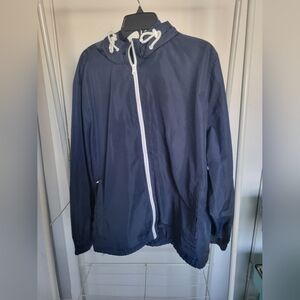 Navy Blue Windbreaker Jacket with White Accents plus size 2xl